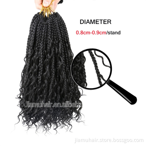 Bohemian Omber Synthetic Braiding Hair Extensions Goddess Box Braids Crochet Hair With Curly End